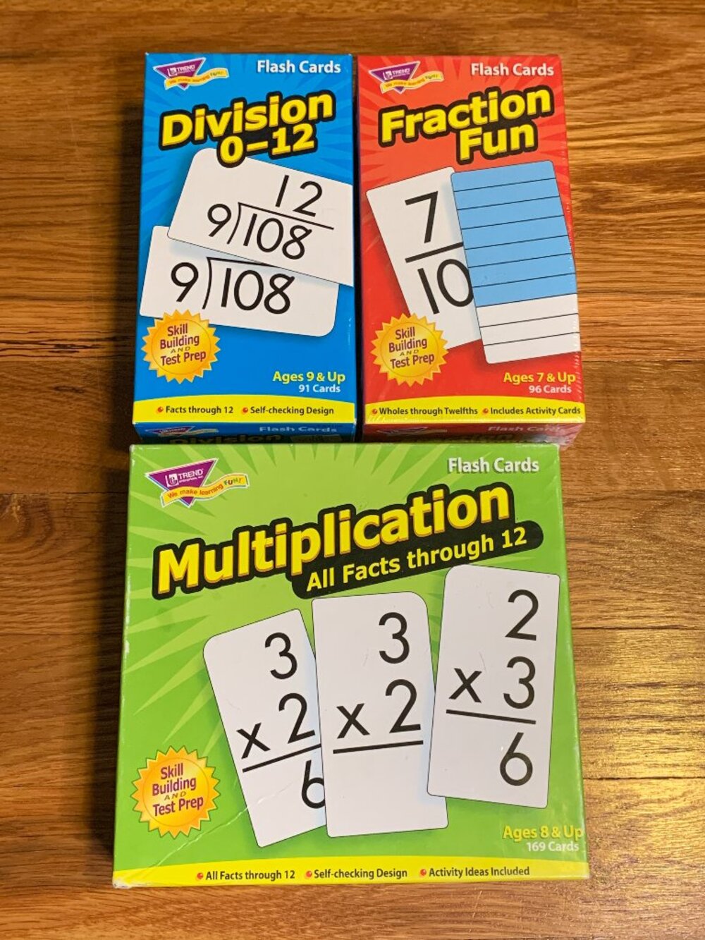 Division Multiplication and Fraction Flash Cards for Learning